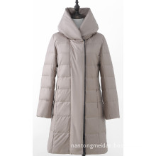 Women's Beige Gray Long Down Jacket